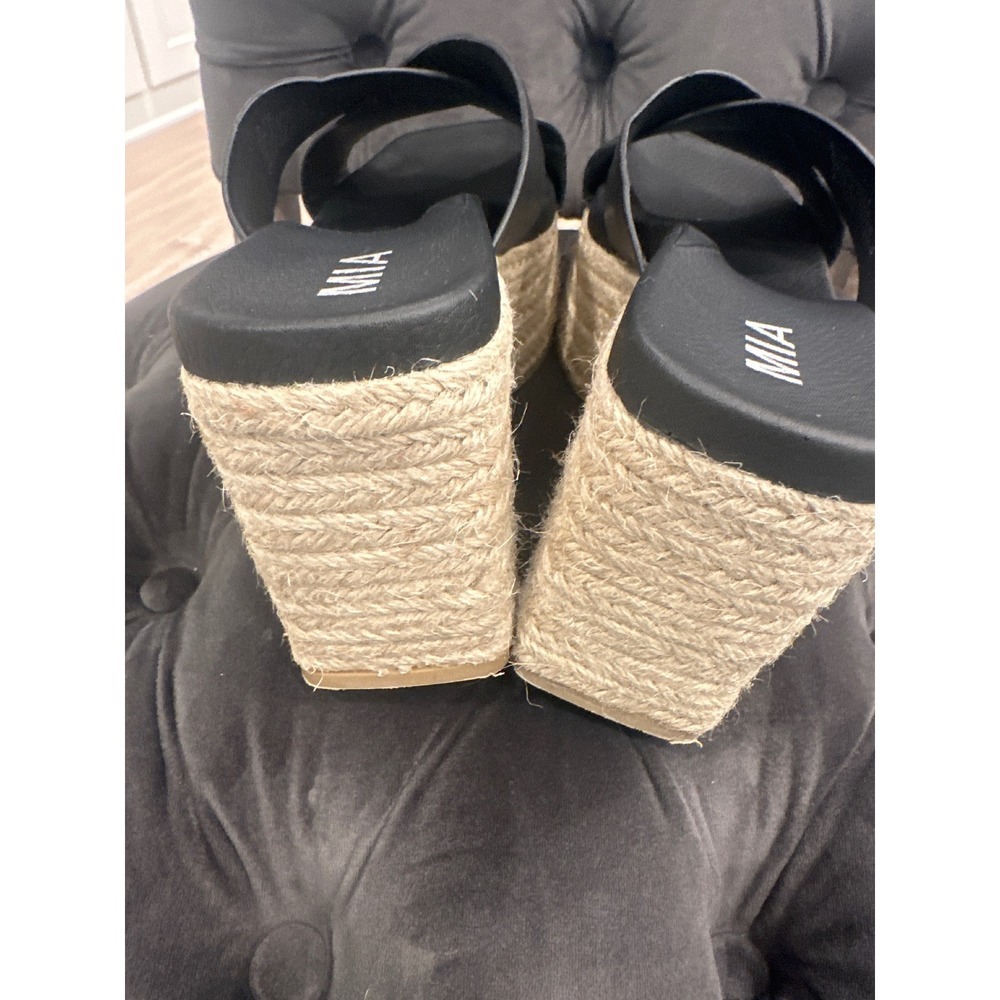 MIA Holli Black Espadrille Wedge Platform Sandals casual dressy Women's 8.5M - Picture 3 of 6